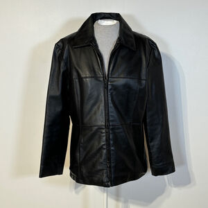 Fairweather Leather Jacket Black Women’s Size Large Pockets Zip Closure Collared